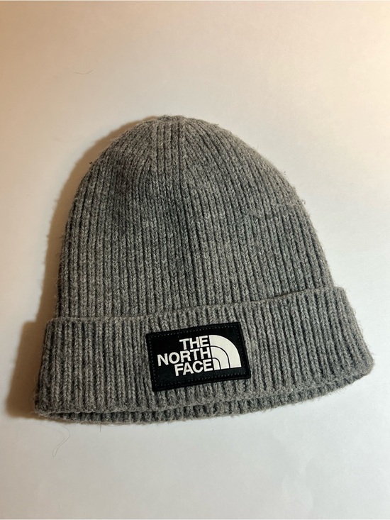 The North Face Other - The North Face Gray Rib Knit Logo Cuffed Beanie